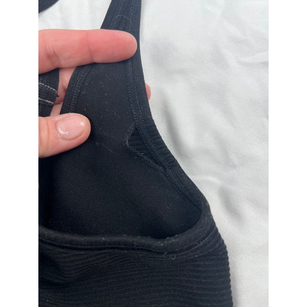 NUX Ribbed Seamless‎ Sports Bra Black Cross Back Athleisure Workout Size M - Picture 6 of 6